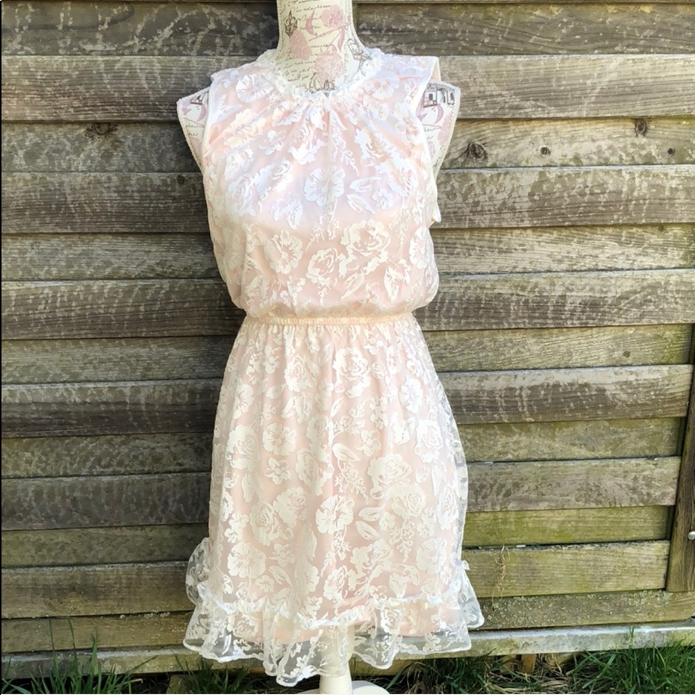 Floral Laced Baby Pink Dress